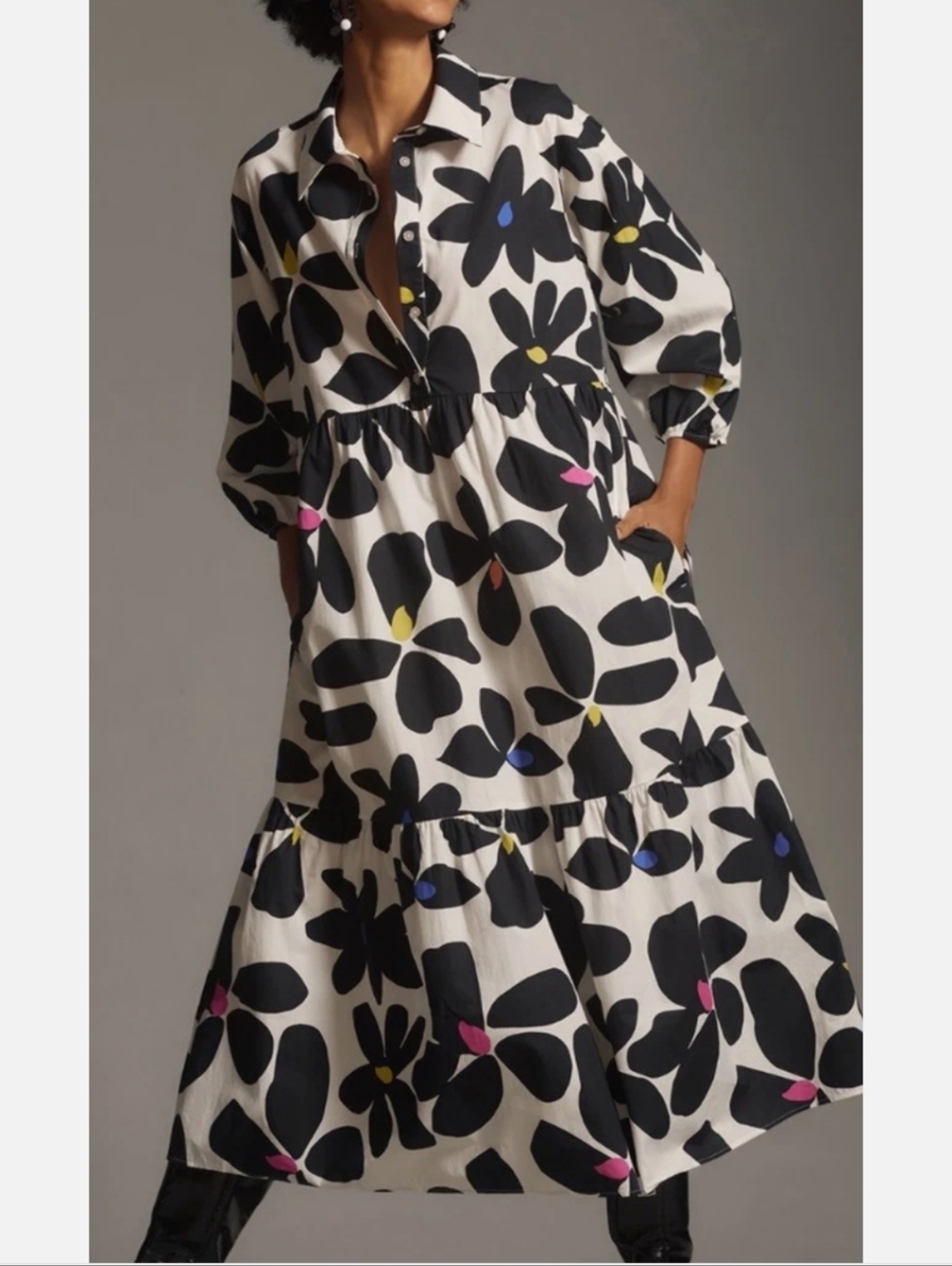 NWT Maeve Tiered Shirt Dress Small Color Oxford Versatile Modern